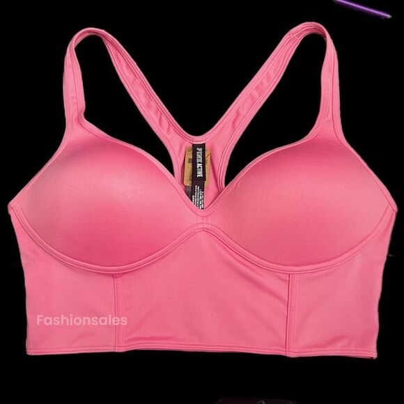 Victorias Secret Pink Active Ultímate Push up Padded Corset Sports Bra Pink - Picture 3 of 4